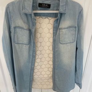 Denim Lace Button Down